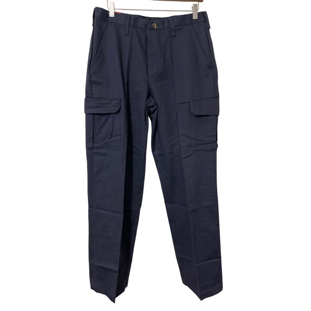 Red Kap Mens Navy Blue Cargo Work Pants Size 32x32 Casual Utility Flat Front